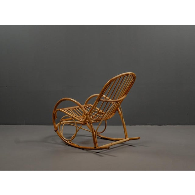 Large Bamboo Rocking Chair Made of Rattan Wicker from Rohé Noordwolde, 1970s For Sale - Image 6 of 17