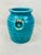 Shabby Chic Turquoise Ceramic Crock With Handles For Sale - Image 3 of 8