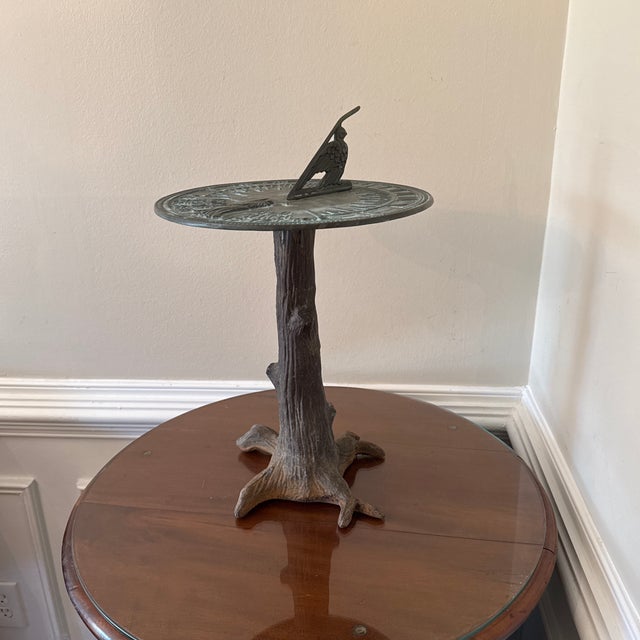 Mid 20th Century Vintage Mid-Century Modern Solid Bronze Garden Sundial on Root Base For Sale - Image 5 of 12