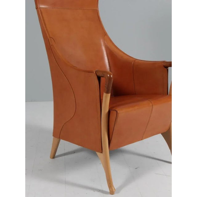 Saddle Leather Lounge Chair by Umberto Asnago for Giorgetti For Sale - Image 5 of 10