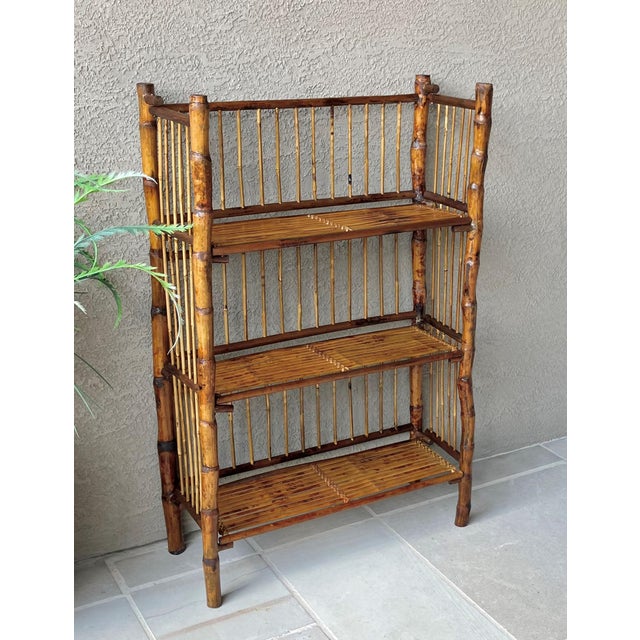 Mid 20th-Century 3-Tier Tortoiseshell Bamboo Bookshelf – Folds Flat for Storage For Sale - Image 18 of 18