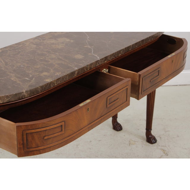 1980s Henredon Natchez Marble Top Console Table Server For Sale - Image 5 of 17