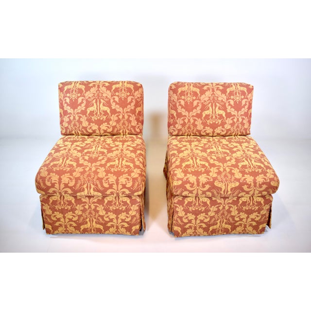 Wood Billy Baldwin Style Large Scale Skirted Slipper Chairs For Sale - Image 7 of 12