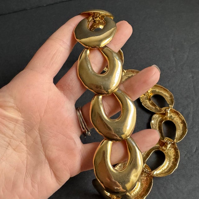 Napier Vintage Chunky Gold Tone Collar Necklace Statement Maximalist Crescent Moon C Link 17" For Sale - Image 4 of 10