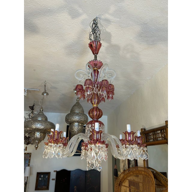 Traditional Antique Venetian Glass Chandelier. For Sale - Image 3 of 12