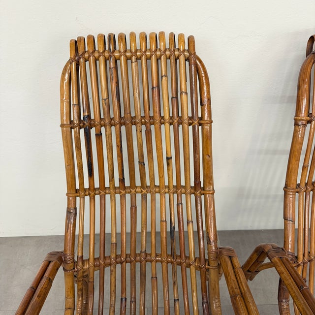 Vintage Italian Chairs and Coffee Table in Wicker, 1970s, Set of 3 For Sale - Image 15 of 18