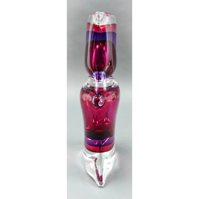 Mid-Century Modern Mid 20th Century Luigi Onesto Signed Oggetti Murano Italy Sommerso Glass Decanter Perfume Bottle For Sale - Image 3 of 10