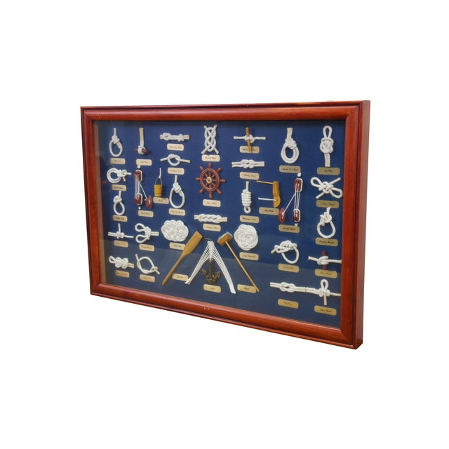 Vintage nautical maritime sailing rope knots boat / sailboat / ship seascape shadow box display. Features various knots,...