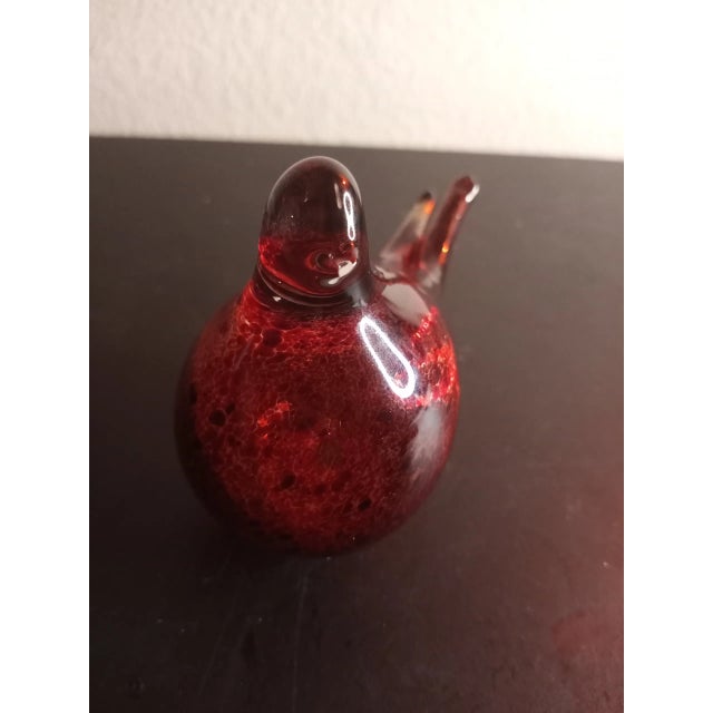 This is a Red Blown Art Glass 5" Red Cardinal Figurine.