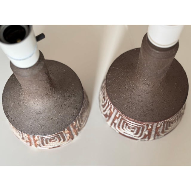 Beige Vintage Stoneware Table Lamps by Jette Hellerøe for Axella, 1960s, Set of 2 For Sale - Image 8 of 10