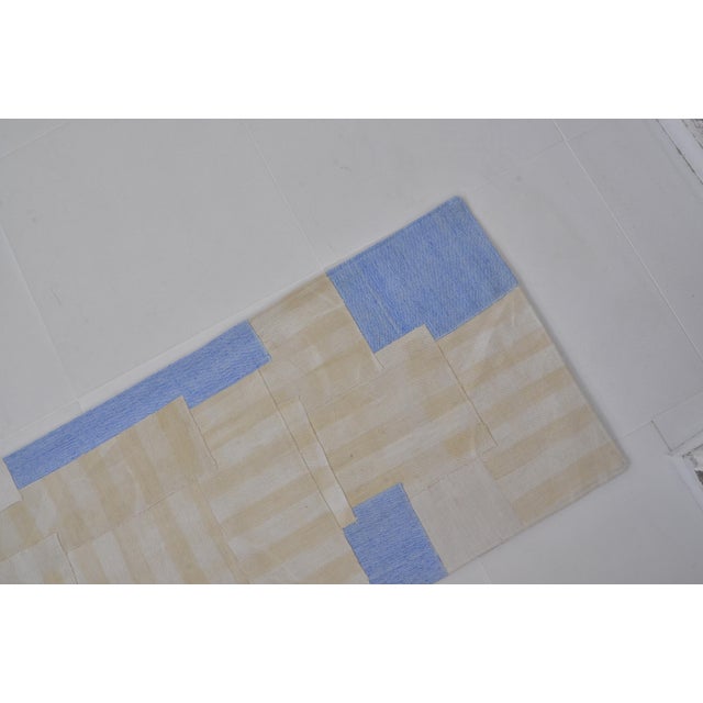 1960s White and Blue Stripe Kilim Runner For Sale - Image 9 of 10