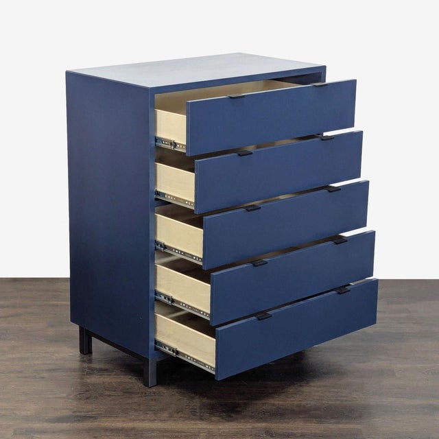 Modern Room & Board Copenhagen Modern Blue 5-Drawer Dresser For Sale - Image 3 of 10
