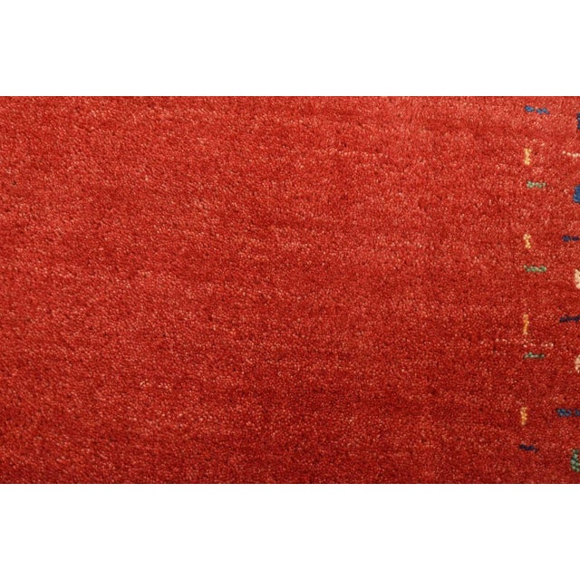 Gabbeh Rug 2’10” X 5’2” Red Wool Contemporary Hand-Knotted Carpet For Sale - Image 4 of 12