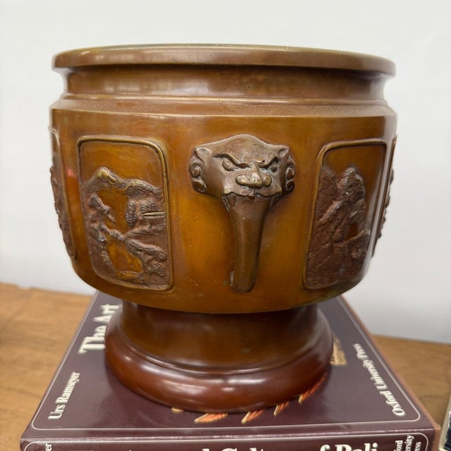 "About This Piece About This Piece This exquisite pair of Japanese Bronze Hibachis from Meiji Period brings together...