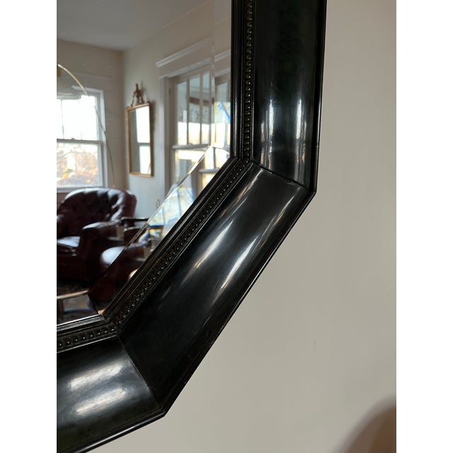 Wood Vintage Bernhardt Lacquered Octagonal Beveled Mirror Karl Springer Style For Sale - Image 7 of 10