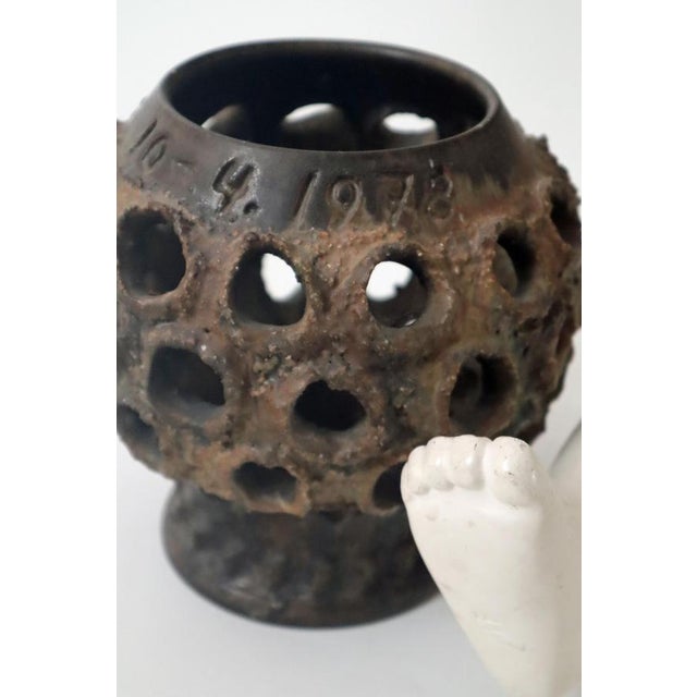 Mid-Century Brutalist Danish Ceramic Candleholder from Judi Kunst, Denmark, 1970s For Sale - Image 9 of 10