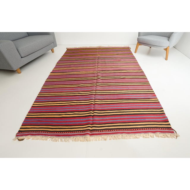 1950s Large Bohemian Striped Kilim For Sale - Image 6 of 9