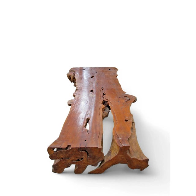 Organic Modern One Slab Lychee Burl Coffee Table For Sale - Image 9 of 12