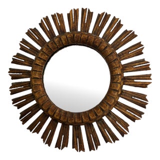 Mid 20th Century French Gilt Sunburst Wall Mirror For Sale