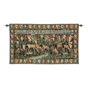 Deer and Shields Loom Woven Tapestry - 100 X 178 Cm (3'4" X 5'10" ) - Requires Rod Size 5