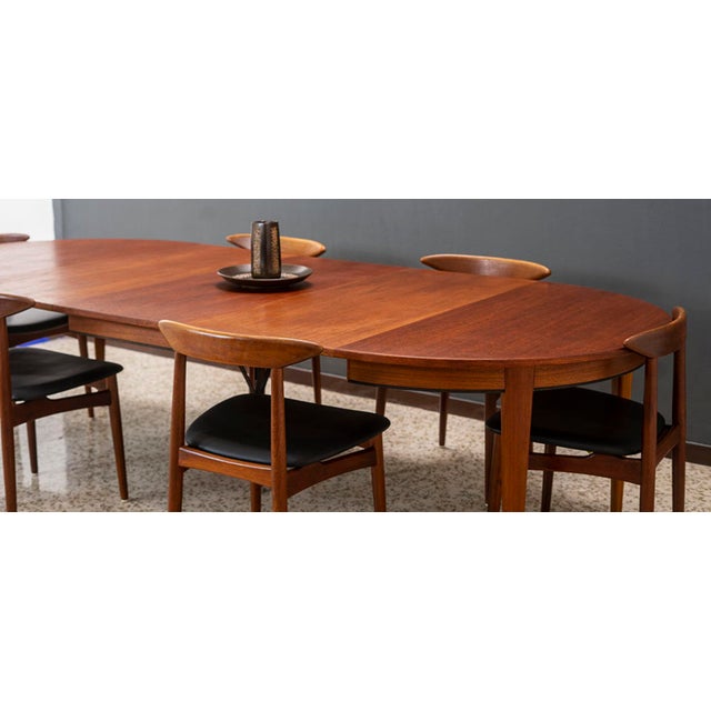 Brown Model 55 Round Extendable Dining Table from Omann Jun, Denmark, 1960s For Sale - Image 8 of 11