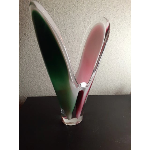 1962 Signed Flygsfors Coquille Paul Kedelv Sweden Sommerso Vase For Sale - Image 10 of 10