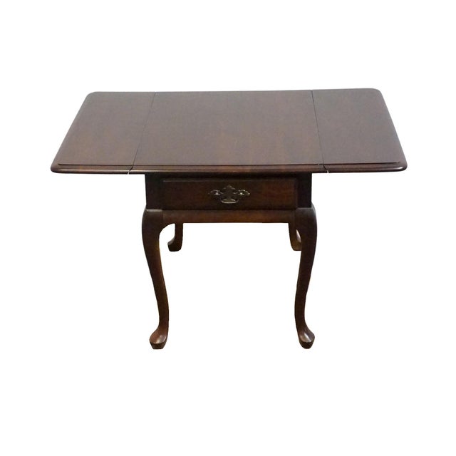 Cresent Furniture Solid Cherry Traditional Style 36" Pembroke Drop Leaf Accent End Table 1338 For Sale - Image 13 of 16
