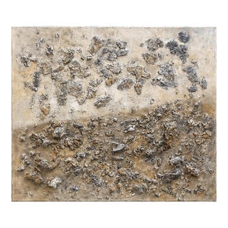 Original Abstract High Relief Neutral Palette Landscape - Oil Painting by Diane Grant For Sale