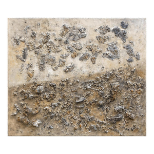 Original Abstract High Relief Neutral Palette Landscape - Oil Painting by Diane Grant