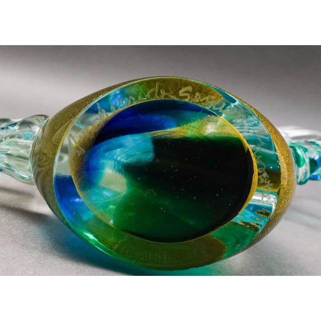 Green Archimede Seguso Murano Signed Italian Sommerso Glass Unicorn Horse Sculpture For Sale - Image 8 of 10