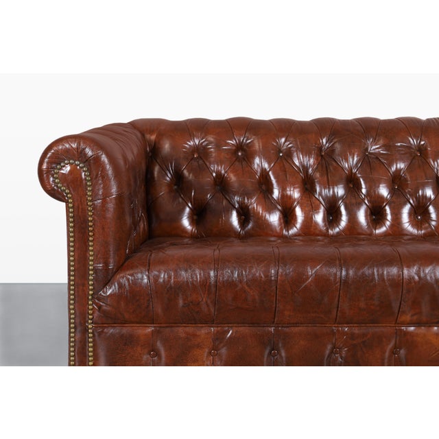 Vintage Brown Leather Chesterfield Sofa For Sale - Image 9 of 13