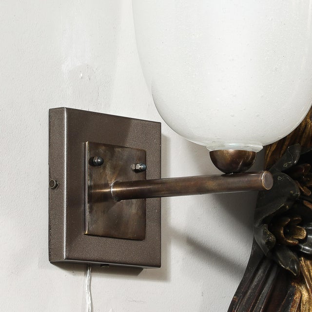 Pair of Modernist Hand-Blown Murano Glass Pulegoso Sconces in Oil Rubbed Bronze For Sale - Image 17 of 17