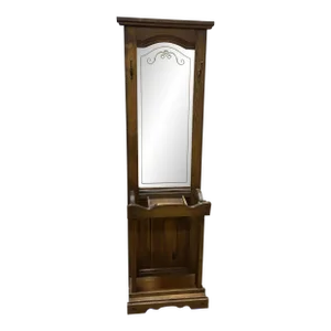 Vintage Wood Hall Tree With Shelf