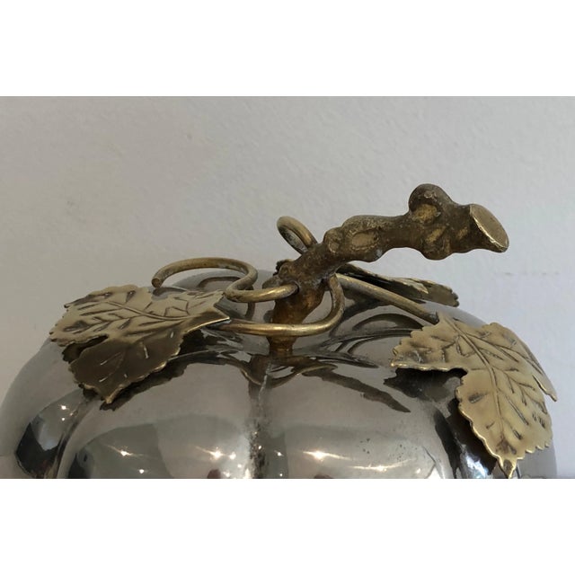 Mid-Century Modern Silver Plated and Brass Pumpkin Ice Bucket, French, Marked Gallia, Circa 1970 For Sale - Image 3 of 13