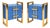 Cornflower Blue Glass Nightstands with Brass Frames and Drawers from Justfurnituress SRL, Set of 2 For Sale