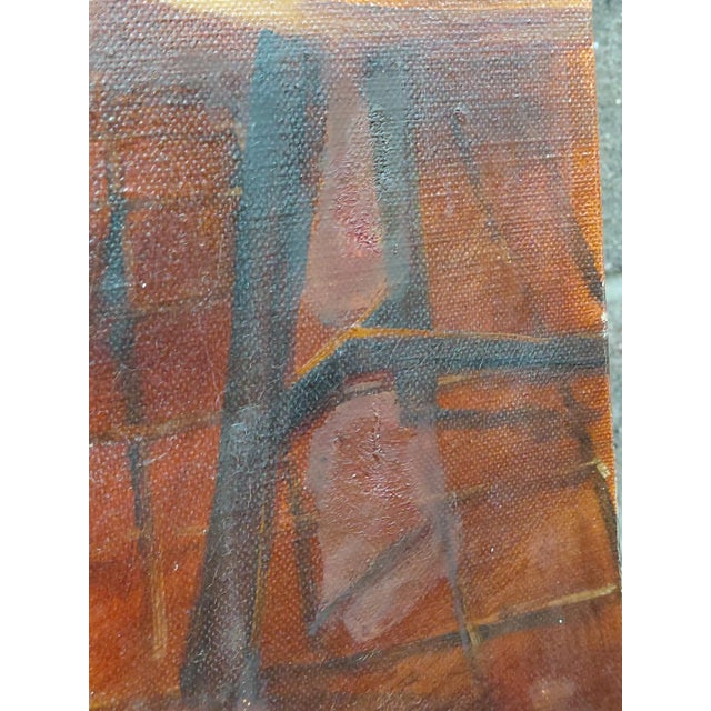Brown Oil on Canvas of a Mother and Baby For Sale - Image 8 of 9