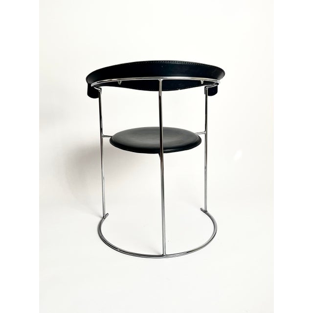 Vintage Italian Modernist Canasta Chair in Black Leather and Metal from Arrben, 1970s-1980s For Sale - Image 3 of 16