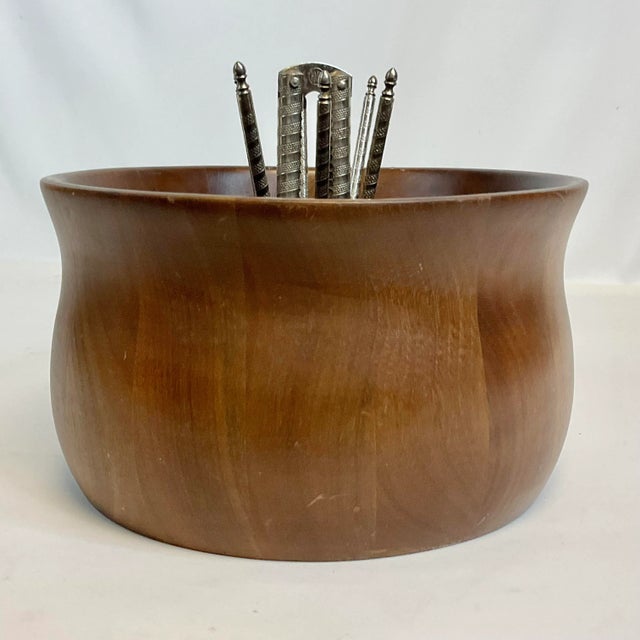 1970s Mid-Century Missouri Walnut Nut Bowl, Picks, Cracker - 8 Piece Set For Sale - Image 4 of 7