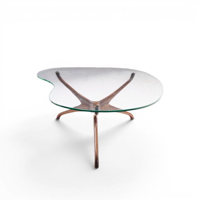 Mid-Century Modern Vladimir Kagan for Dreyfuss Mid Century Walnut Tri-Symmetric Coffee Table For Sale - Image 3 of 8