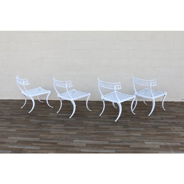 Mid Century Thinline Aluminum Klismos Outdoor Dining Set, Table & 4 Chairs, California 1960s For Sale - Image 11 of 18