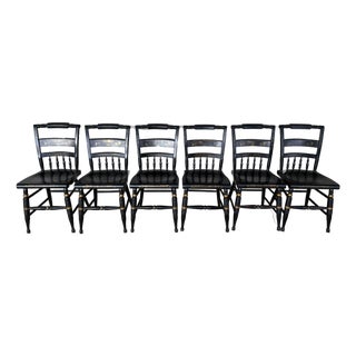 Nichols & Stone Black Harvest Inn Style Side Chairs - Set of 6 For Sale