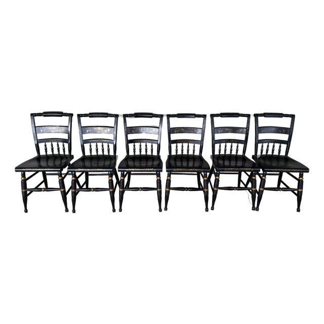 Nichols & Stone Black Harvest Inn Style Side Chairs - Set of 6 For Sale