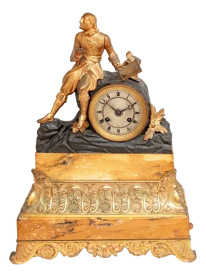 Charles X Gilt Bronze Yellow Marble Figural Clock
