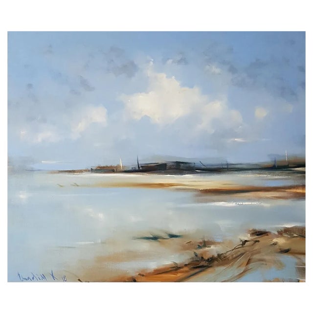 Vadim Kovalev, Landscape by the Sea, Oil on Wood For Sale