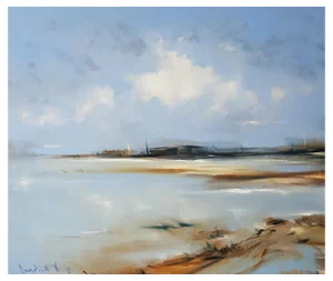 Vadim Kovalev, Landscape by the Sea, Oil on Wood