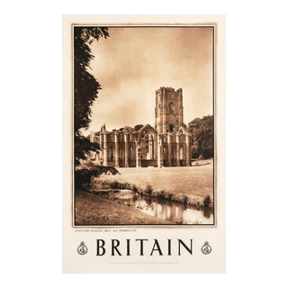 1940s British Travel Poster, "Britain" Travel Association of the u.k of Great Britain and Northern Ireland, England - Fountains Abbey, Near Harrogate For Sale