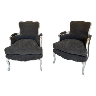 Pair of French Louis XV Style Bergères For Sale