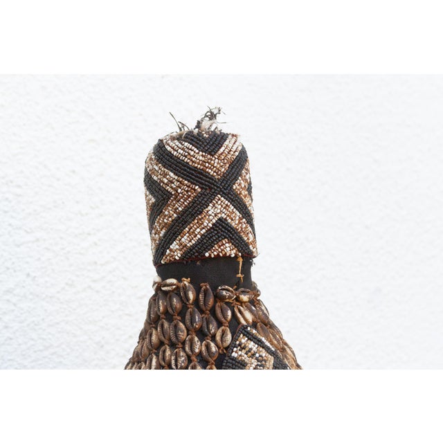 Brown African Beaded Lele Tribe Mask For Sale - Image 8 of 12
