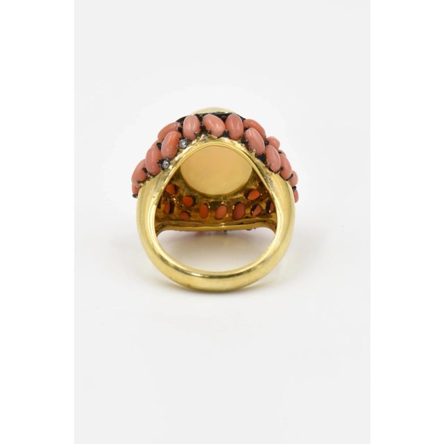 Opal Coral and Diamond Cocktail Ring size 9 For Sale In Miami - Image 6 of 8
