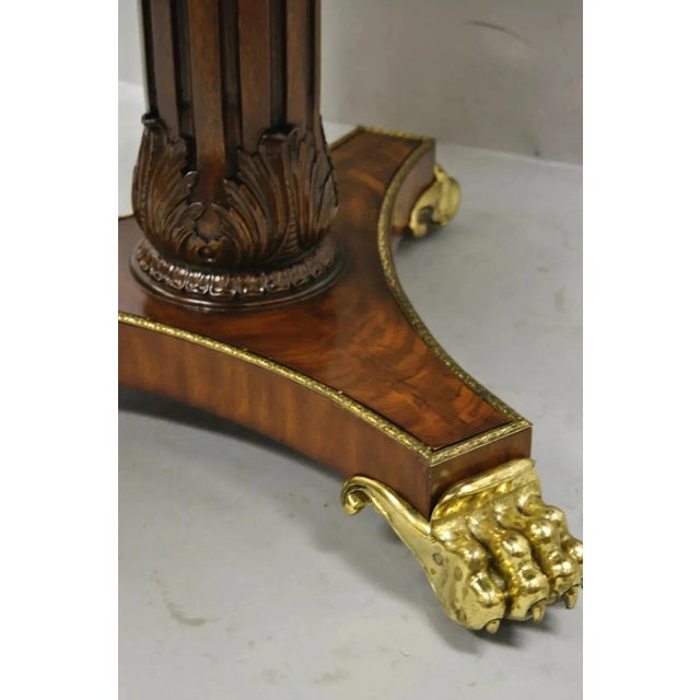 Maitland Smith French Empire Regency Leather Top Brass Feet Center Drum Table For Sale - Image 12 of 12